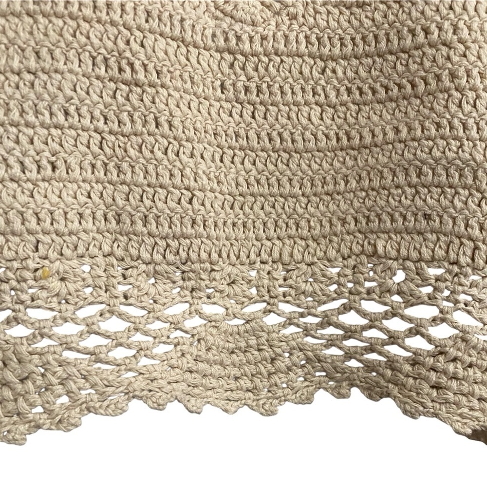Cozy Casual Crochet Knit Crop Tank in Light Beige - Picture 3 of 4